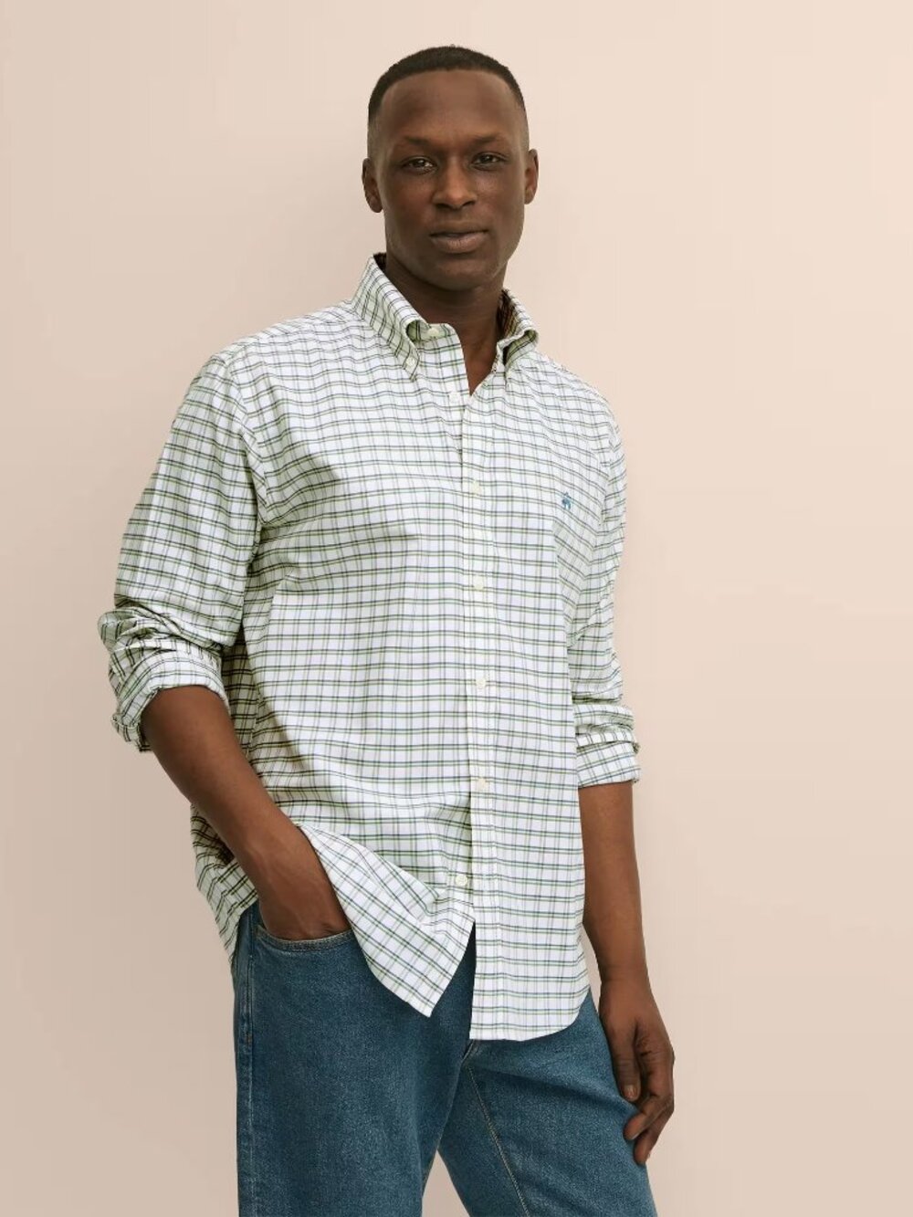 Brooks Brothers 346 Non-Iron Button Down Shirt 15 4/5 Check Cotton